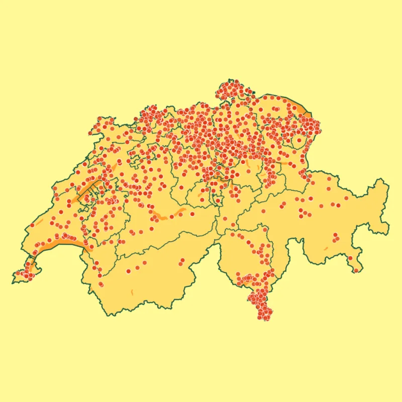 Schweizerkarte mit historischer Anstalts- und Heimlandschaft